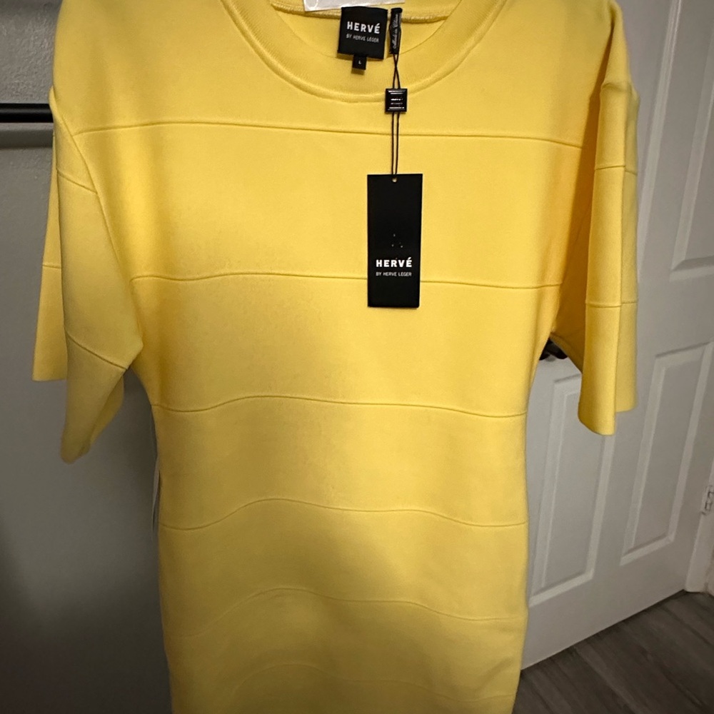 Hervé Leger - Yellow Short Sleeve Dress